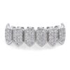 18K Gold Plated Iced Out CZ Fang High Bottom Mouth Enamel Grills Set