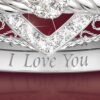 I Love You Heart-Shaped Diamond Stacking Rings