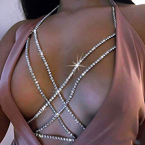 Chain Rhinestone Bikini Bra Summer Costumes Body Jewelry