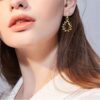 Gold Clip On Dangle Earrings for Teens Girls