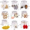 Boho Statement Tassel Rattan Leather Earrings Ethnic