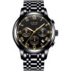 LIGE Man with Date Calendar Gold Black Wristwatch