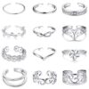 12-Piece Adjustable Toe Ring Set for Women: Variety of Styles, Band Open Toe Rings, Perfect Gift for Ladies.