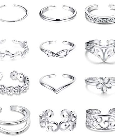 12-Piece Adjustable Toe Ring Set for Women: Variety of Styles, Band Open Toe Rings, Perfect Gift for Ladies.