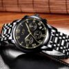 LIGE Man with Date Calendar Gold Black Wristwatch