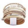 Baroque Pearl Leather Cuff Bracelet Multi Strand Boho Bracelet