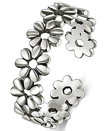 Daisy Flower Hawaiian Adjustable Band Ring: 925 Sterling Silver Toe Ring Supporting The American Red Cross.