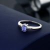 Gem Stone King 0.49 Ct Blue Oval Tanzanite and Blue Diamond Ring