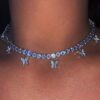 Necklace Rhinestones Butterfly Choker Necklaces Chain