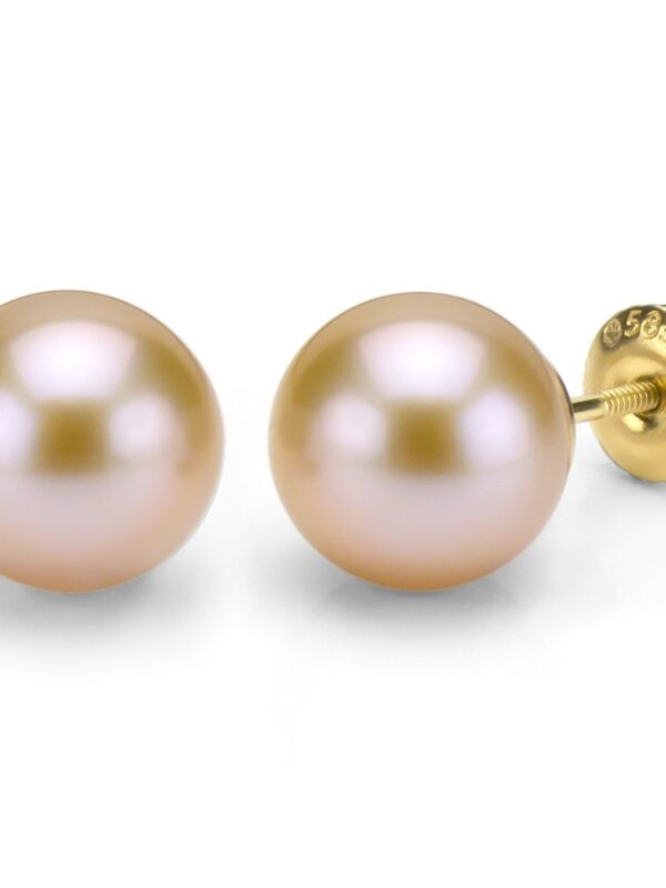 14k Yellow Gold Pearl Screw-back Stud Earrings
