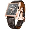 Agelocer Men's Double-Sided Hollow Black Steel Dual Time