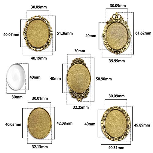 DROLE 30Pcs Brooch Bezels with Glass Cabochon
