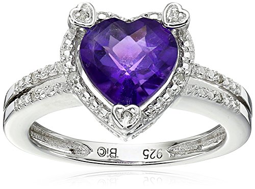 Natural Purple Amethyst Diamond 925 Sterling Silver Ring Size 7