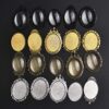 Oval Pin Backs Base Setting Blank Bezel with 10pcs