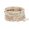 Bracelet 5 Wraps Handmade Beaded Assertion Stainless Metal Field Chain