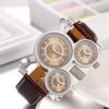 Steampunk Design Multi Time Zone Three Analog Dials