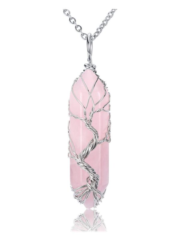 Top Plaza Natural Healing Crystals Gemstone Rose Necklace