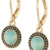 Napier Gold-Tone and Green Swarovski Crystal Drop Earrings