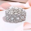 Austrian Crystal Wedding Elastic Stretch Bracelet Clear Silver-Tone