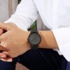 Minimalist Wrist Watch Analog Deep Gray Date BUREI