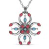 American West Sterling Silver Turquoise & Red Coral