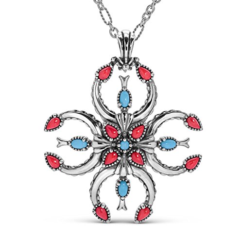 American West Sterling Silver Turquoise & Red Coral
