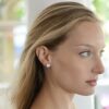 Platinum Plated Clip-On Stud Earrings 9.5mm Round-Cut Solitaires