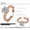 OldSch001 Womens Rose Gold Rings,Six-Prong CZ Diamond