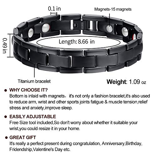 Mens Pure Titanium Magnetic Bracelet Link Stylish