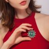 Green Vintage Created Crystal Brooches for Women