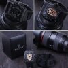 Rectangle Skeleton Diamond Big Face Skull Watches for Men