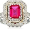 14k Yellow Gold Created Ruby and Diamond Art