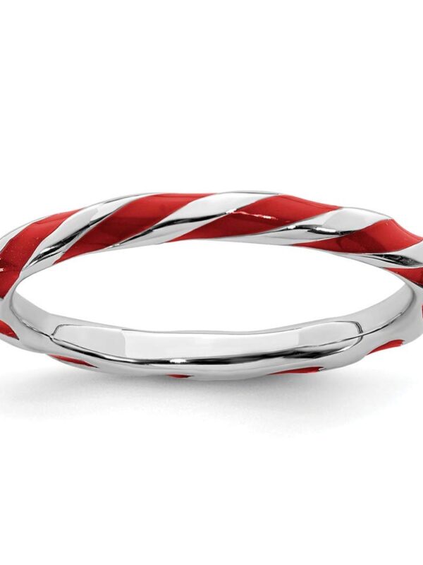 Twisted Red Enameled Band Ring Size 5.00 Gifts For Her