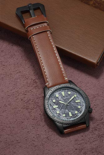 BRIGADA Men's Watches Classic Black Brown Leather Band