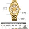 BINLUN 18K Gold Plated Automatic Wrist Watches for Men