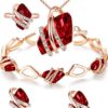 Leafael Wish Stone Pendant Necklace with Ruby Red