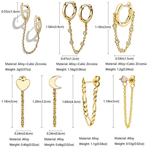 7 Pcs Dainty Minimalist Chain Cuff Earrings