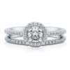 BERRICLE Rhodium Plated Sterling Silver Halo Promise Engagement