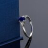 Gem Stone King 14K White Gold Blue Sapphire and Diamond