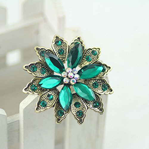 Green Vintage Created Crystal Brooches for Women