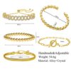 5-Piece Chain Link Bracelet Set for Women - 14K Gold
