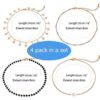 Gold Star Pearl Choker Necklace -4 Pieces Set