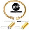 Diamonds 18K Gold Dog Chain Collar with Design Secure Buckle Bling