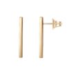 Close-up of PAVOI 14K Gold-Plated Mini Bar Earrings showcasing their minimalist design, sleek gold finish, and compact size. 