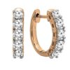 Rose Gold 14K Round Lab Grown White Diamond Ladies Hoop Earrings