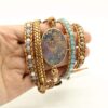 Bonnie Gold Plated Wrap Natural Stones Leather Bracelet