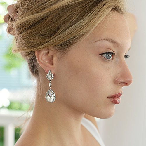 Dazzling Nights with Mariell Gold Teardrop Chandelier Clip-On Earrings - Sparkle at Prom, Wedding, and Special Events