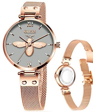 Rose Gold Water Resistant Stainless Steel Mesh Watch Lady