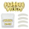 TOPGRILLZ Hip Hop Gold Plated Top Vampire Fangs & Bottom Grillz Set