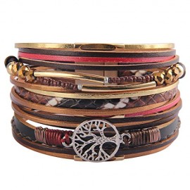 GelConnie Tree of Life Leather Cuff Bracelet